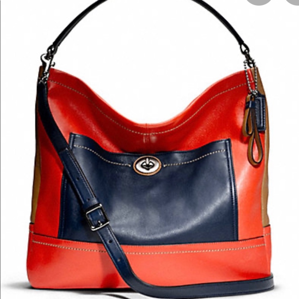 COACH Vermillion Multicolor Leather Hobo Bag NEW!!